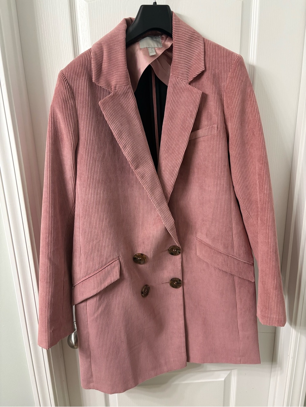 ASOS Pink Corduroy Double Breasted Jacket Size 8
